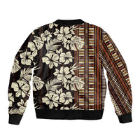Bula Fiji Masi Sleeve Zip Bomber Jacket Tapa Tropical Hibiscus Half Stylized LT14 - Polynesian Pride