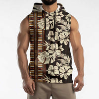 Bula Fiji Masi Sleeveless Hoodie Tapa Tropical Hibiscus Half Stylized - Polynesian Pride