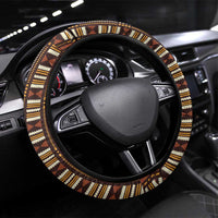Bula Fiji Masi Steering Wheel Cover Tapa Tropical Hibiscus Half Stylized LT14 Universal Fit Brown - Polynesian Pride