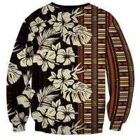Bula Fiji Masi Sweatshirt Tapa Tropical Hibiscus Half Stylized - Polynesian Pride