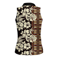 Bula Fiji Masi Women Sleeveless Polo Shirt Tapa Tropical Hibiscus Half Stylized - Polynesian Pride