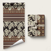 Bula Fiji Masi Wrapping Paper Tapa Tropical Hibiscus Half Stylized LT14 58" × 23" Brown - Polynesian Pride