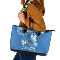 Polynesia Diabetes Awareness Month Leather Tote Bag In November We Wear Blue LT14 Blue - Polynesian Pride