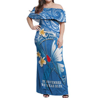 Polynesia Diabetes Awareness Month Off Shoulder Maxi Dress In November We Wear Blue LT14 Women Blue - Polynesian Pride