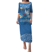 Polynesia Diabetes Awareness Month Puletasi In November We Wear Blue LT14 Long Dress Blue - Polynesian Pride