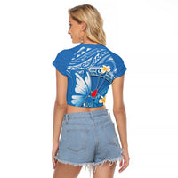 Polynesia Diabetes Awareness Month Raglan Cropped T Shirt In November We Wear Blue LT14 - Polynesian Pride