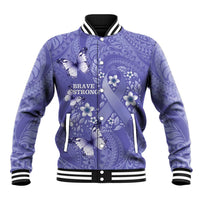 Polynesia Stomach Cancer Awareness Baseball Jacket Periwinkle Ribbon Brave Strong! LT14 Unisex Periwinkle - Polynesian Pride