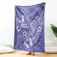 Polynesia Stomach Cancer Awareness Blanket Periwinkle Ribbon Brave Strong! LT14 - Polynesian Pride