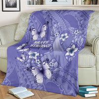 Polynesia Stomach Cancer Awareness Blanket Periwinkle Ribbon Brave Strong! LT14 - Polynesian Pride