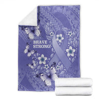 Polynesia Stomach Cancer Awareness Blanket Periwinkle Ribbon Brave Strong! LT14 - Polynesian Pride