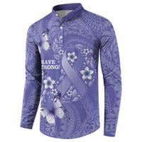 Polynesia Stomach Cancer Awareness Button Sweatshirt Periwinkle Ribbon Brave Strong! LT14 - Polynesian Pride
