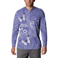 Polynesia Stomach Cancer Awareness Button Sweatshirt Periwinkle Ribbon Brave Strong! LT14 - Polynesian Pride