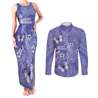 Polynesia Stomach Cancer Awareness Couples Matching Tank Maxi Dress and Long Sleeve Button Shirt Periwinkle Ribbon Brave Strong! LT14 Periwinkle - Polynesian Pride