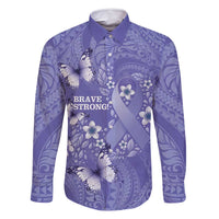 Polynesia Stomach Cancer Awareness Family Matching Mermaid Dress and Hawaiian Shirt Periwinkle Ribbon Brave Strong!