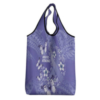 Polynesia Stomach Cancer Awareness Grocery Bag Periwinkle Ribbon Brave Strong! LT14 - Polynesian Pride