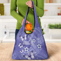 Polynesia Stomach Cancer Awareness Grocery Bag Periwinkle Ribbon Brave Strong! LT14 - Polynesian Pride