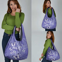 Polynesia Stomach Cancer Awareness Grocery Bag Periwinkle Ribbon Brave Strong! LT14 - Polynesian Pride