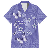 Polynesia Stomach Cancer Awareness Hawaiian Shirt Periwinkle Ribbon Brave Strong! LT14 Periwinkle - Polynesian Pride