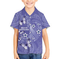 Polynesia Stomach Cancer Awareness Hawaiian Shirt Periwinkle Ribbon Brave Strong! LT14 - Polynesian Pride
