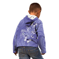 Polynesia Stomach Cancer Awareness Kid Hoodie Periwinkle Ribbon Brave Strong!