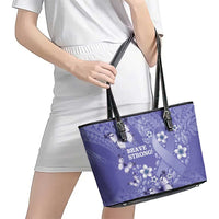 Polynesia Stomach Cancer Awareness Leather Tote Bag Periwinkle Ribbon Brave Strong! LT14 - Polynesian Pride