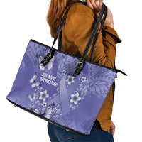 Polynesia Stomach Cancer Awareness Leather Tote Bag Periwinkle Ribbon Brave Strong! LT14 - Polynesian Pride