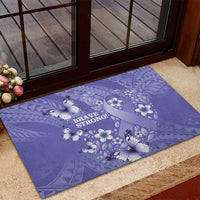 Polynesia Stomach Cancer Awareness Rubber Doormat Periwinkle Ribbon Brave Strong! LT14 - Polynesian Pride