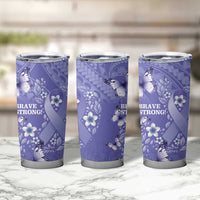 Polynesia Stomach Cancer Awareness Tumbler Cup Periwinkle Ribbon Brave Strong! LT14 - Polynesian Pride