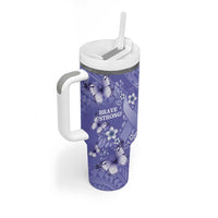 Polynesia Stomach Cancer Awareness Tumbler With Handle Periwinkle Ribbon Brave Strong! LT14 - Polynesian Pride