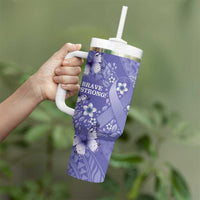 Polynesia Stomach Cancer Awareness Tumbler With Handle Periwinkle Ribbon Brave Strong! LT14 - Polynesian Pride