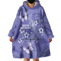 Polynesia Stomach Cancer Awareness Wearable Blanket Hoodie Periwinkle Ribbon Brave Strong! LT14 - Polynesian Pride
