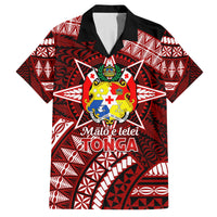 Malo e lelei Tonga Family Matching Off Shoulder Long Sleeve Dress and Hawaiian Shirt Tongan Ngatu Pattern Red Version LT14 Dad's Shirt - Short Sleeve Red - Polynesian Pride