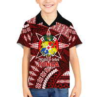Malo e lelei Tonga Family Matching Off Shoulder Long Sleeve Dress and Hawaiian Shirt Tongan Ngatu Pattern Red Version LT14 Son's Shirt Red - Polynesian Pride