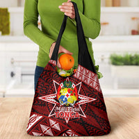Malo e lelei Tonga Grocery Bag Tongan Ngatu Pattern Red Version LT14 - Polynesian Pride