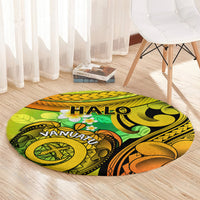Halo Vanuatu Round Carpet Sand Drawing Turtle Polynesian Tropical Flowers LT14 - Polynesian Pride