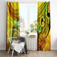 Halo Vanuatu Window Curtain Sand Drawing Turtle Polynesian Tropical Flowers LT14 - Polynesian Pride