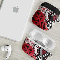 New Zealand AirPods Case Aotearoa Kowhaiwhai Mix Taniko Art - Red LT14 - Polynesian Pride