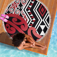 New Zealand Beach Blanket Aotearoa Kowhaiwhai Mix Taniko Art - Red LT14 - Polynesian Pride