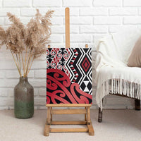 New Zealand Canvas Wall Art Aotearoa Kowhaiwhai Mix Taniko Art - Red LT14 - Polynesian Pride