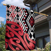 New Zealand Garden Flag Aotearoa Kowhaiwhai Mix Taniko Art - Red LT14 - Polynesian Pride