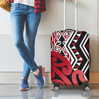 New Zealand Luggage Cover Aotearoa Kowhaiwhai Mix Taniko Art - Red