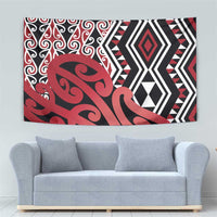 New Zealand Tapestry Aotearoa Kowhaiwhai Mix Taniko Art - Red