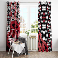 New Zealand Window Curtain Aotearoa Kowhaiwhai Mix Taniko Art - Red LT14 - Polynesian Pride