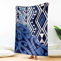 New Zealand Blanket Aotearoa Kowhaiwhai Mix Taniko Art - Blue LT14 - Polynesian Pride