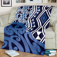 New Zealand Blanket Aotearoa Kowhaiwhai Mix Taniko Art - Blue LT14 - Polynesian Pride