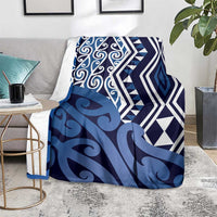 New Zealand Blanket Aotearoa Kowhaiwhai Mix Taniko Art - Blue LT14 - Polynesian Pride