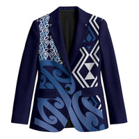 New Zealand Blazer Aotearoa Kowhaiwhai Mix Taniko Art - Blue - Polynesian Pride