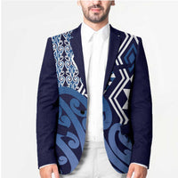 New Zealand Blazer Aotearoa Kowhaiwhai Mix Taniko Art - Blue - Polynesian Pride