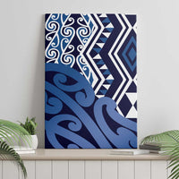 New Zealand Canvas Wall Art Aotearoa Kowhaiwhai Mix Taniko Art - Blue LT14 - Polynesian Pride