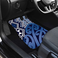 New Zealand Car Mats Aotearoa Kowhaiwhai Mix Taniko Art - Blue LT14 - Polynesian Pride